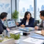 Investment advisors meet with business professionals to discuss growth opportunities, market research, and business support services.